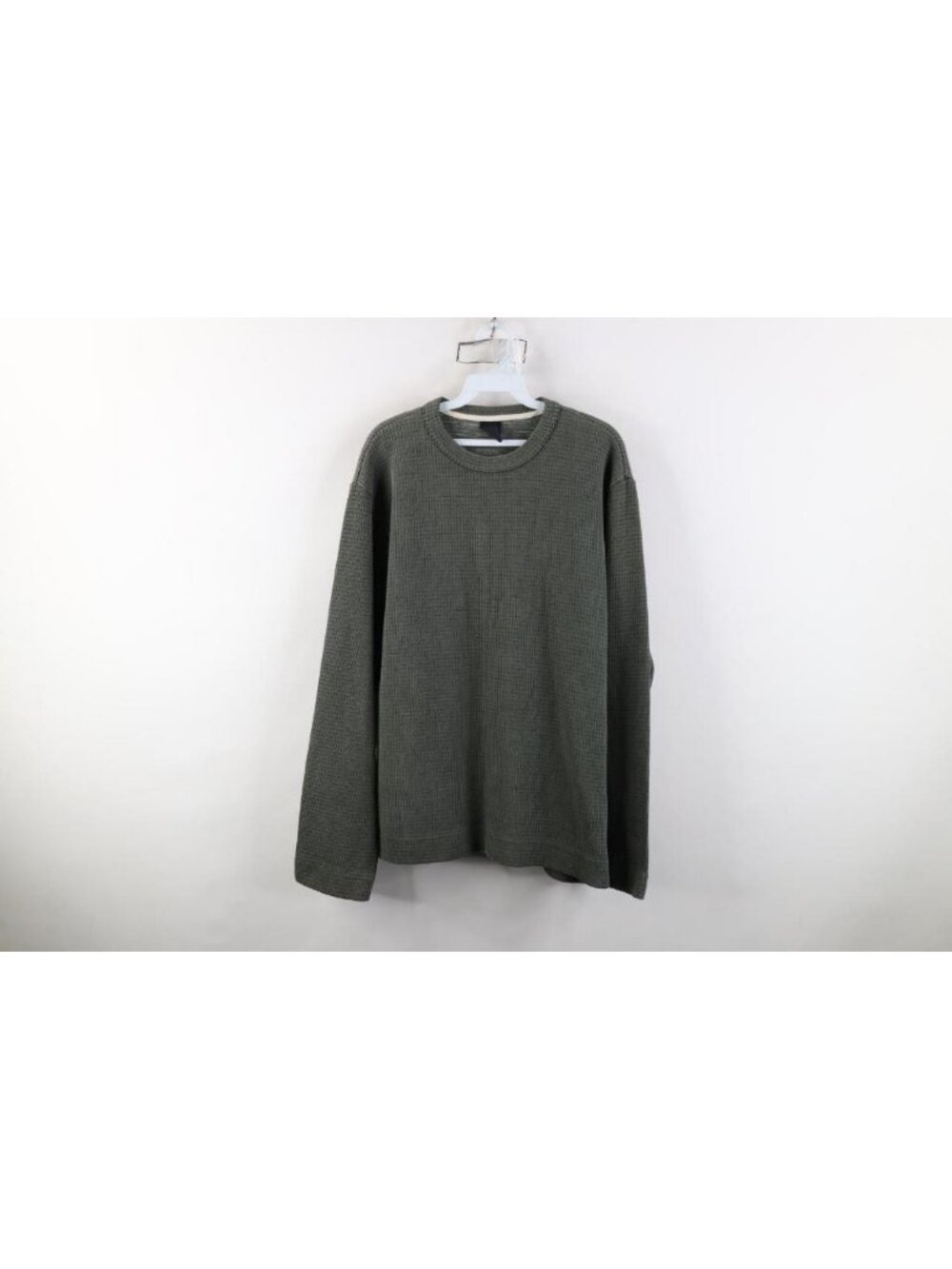 Vintage 90s Tommy Hilfiger Mens Large Heavy Thermal Knit Crewneck Sweater Green
